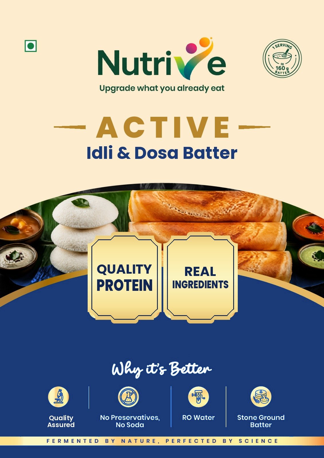 Nutrive Active dosa and idli batter pouch — quality protein with real ingredients
